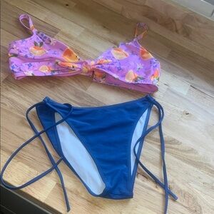 Floral Pink and Blue Bikini Set